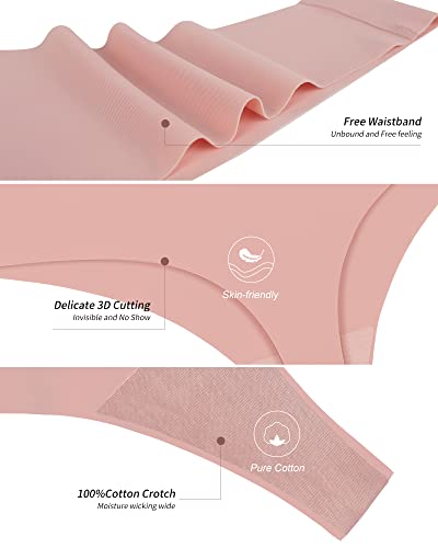 Image of DEANGELMON Seamless Thongs for Women No Show Thong Underwear Women Comfortable Multiple Pack