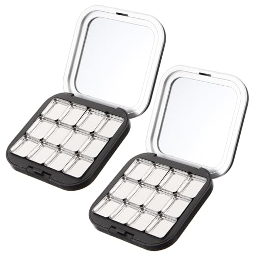 HOMSFOU Paleta Magnética Vacía para Sombras de Ojos 12 Compartimentos, Bandeja Metálica Resistente para Maquillaje Profesional de Mujer