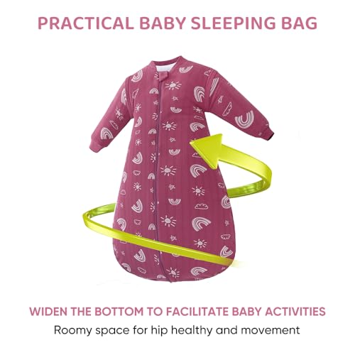 Image of Baby Sleep Sack, TOG 2.5 Winter Wearable Blanket, Removable Long Sleeves Baby Sleeping Bag for Infants and Toddlers, Super Soft Warm Comfortable Sleeping Sack, Sun, 0-6M