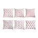 SIMPVALE Juego de 6 Fundas de cojín con Bordado de para decoración de Muebles de jardín,Color Rosa, 45cm x 45cm, Rosa, 6 * 18"x18"