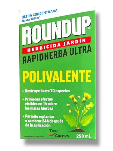 Herbicida Roundup de 250 ml. Desherbarte De rápida y total eficacia, Sin residuos (lo mas parecido al glifosato)