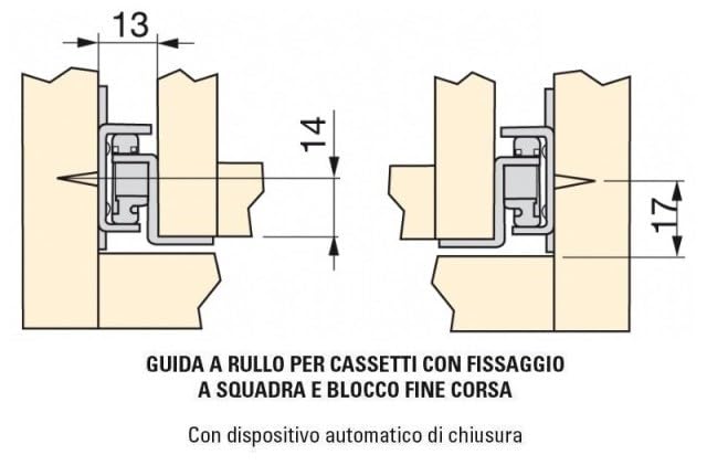 Generico Coppia Guide SCORREVOLI A Rullo per CASSETTI Marroni Portata 25 kg - Dimensione Disponibile: profondità 500 mm
