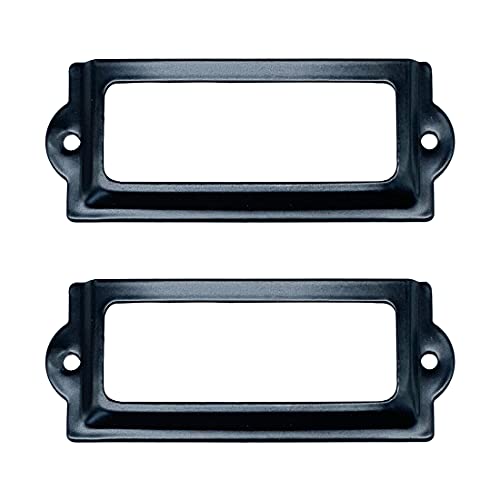 Adiyer [24 Pack] Black Office Library File Drawer Cabinet Card Tag Label Holder Metal Frame 83mm x 30mm