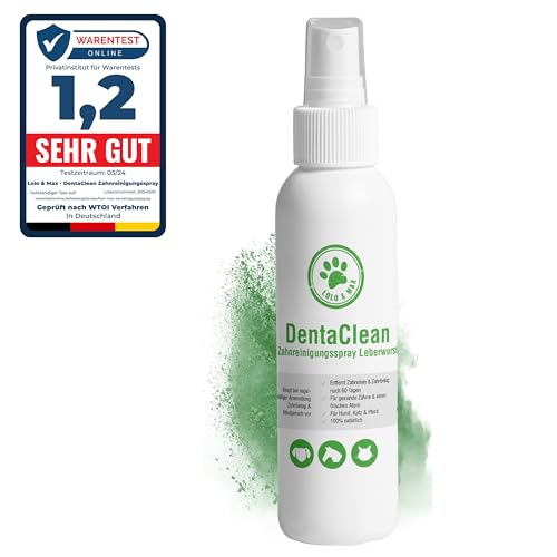 Lolo & Max DentaClean Zahnreinigungsspray Leberwurst – für Tiere Leberwurstgeschmack - 130ml - Zahnpflege und Dentalspray für Hunde & Katzen - Zahnsteinentferner - 100% natürlich