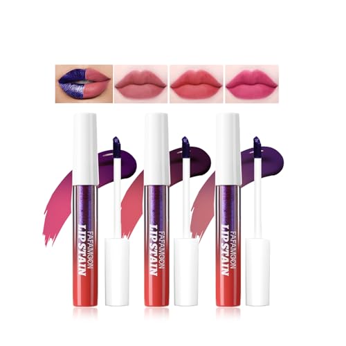 3 Farben Abziehen Lip Stain Tattoo, Peel off Lippenstift Lip Liner Tattoo Matte Finish Lip Stain, Farben ändern Lipgloss Langlebig Wasserdicht Plump Lip Makeup Geschenk Für Frauen