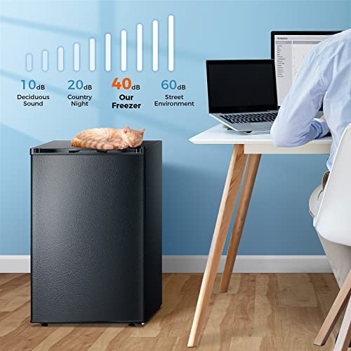 Kismile Upright Freezer,3.0 Cu.ft Mini Freezer with Reversible Single Door,Removable Shelves,Small Freezer with Adjustable Thermostat for Home/Dorms/Apartment/Office (Black)