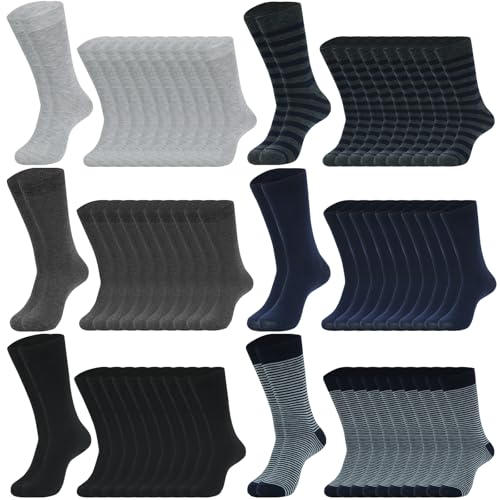 36 Pairs Mens Dress Socks Classic Lightweight Business Crew Socks for Men Size 10-13