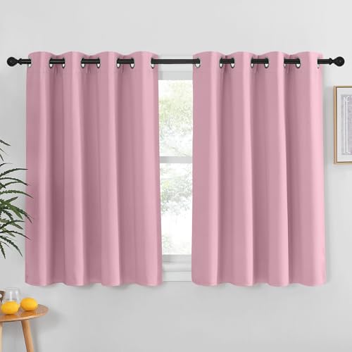 NICETOWN Rouge Pink Curtain for Living Room - Solid Thermal Insulated Grommet Blackout Panel/Drape for Baby Bedroom Kitchen Nursery Window (1 Panel, 52 inches Wide by 54 inches Long)