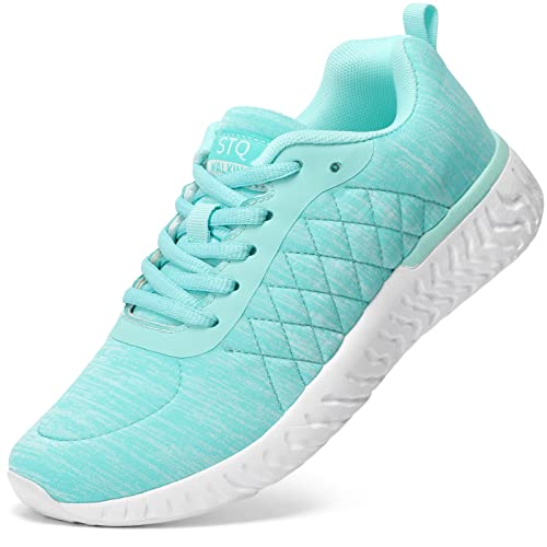 STQ Tennis Shoes for Women Lightweight Athletic Running Sneakers with Arch Support Walking Shoes Teal US 5.5