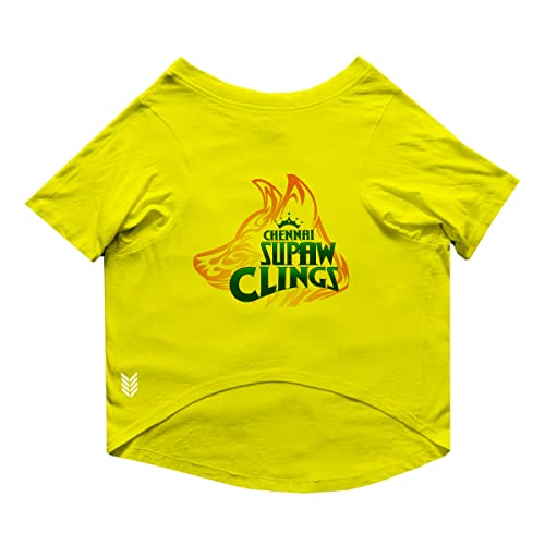 Image of Ruse Crew Neck Half Sleeves T-Shirt for Dogs IPL Replica Chennai Supaw Clings Team Dog Cotton Jersey Printed Breathable Tees Apparel for Pet - Gift for Dogs (Puppy,Shih Tzu) (Yellow, XS)