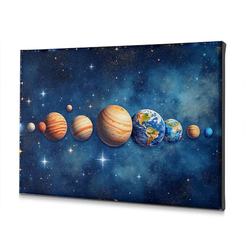 Toile décorative baptême planètes espace : une décoration murale d'intérieur artistique 40x60