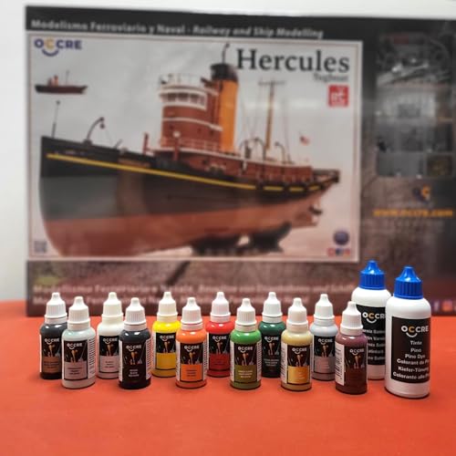 EarthMark Hercules Tugboat Ship Model 61002 (RC Ready) by Occre (Model with Occre Premium Acrylic Paint Set)