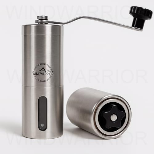 Image of Manual Coffee Grinder with PLASTIC BODY & Travel Coffee Press - Portable Hand Coffee Grinder Fits AeroPress, Adjustable Precision Grind for Espresso, French Press, Pour Over, and Cold Brew