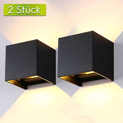AILUKI LED Wandlampe Wandleuchte Innen/Außen 12W 2800-3000K Warmweiß Außenleuchte Wandbeleuchtung LED Außenwandleuchte mit Einstellbar Abstrahlwinkel IP65 Wasserdichte 1000lm