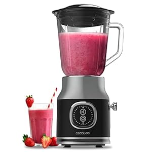 Cecotec RetroTwist blender in zwart, 800 W maximaal vermogen, pulse-functie, 4-lemmetmes met zwarte titanium coating en kan met 1 l, vintage design in zwart