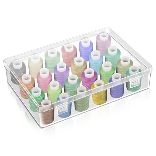 Image of Vowcarol Thread Holder Cases 2 Pack 48 Pegs, Embroidery Thread Organizer and Storage, Plastic Sewing Box