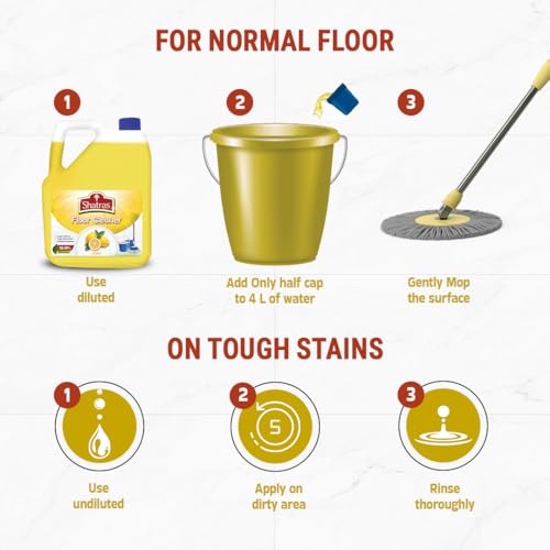 Image of Shatras 5L Citrus Fresh Floor Cleaner 100x Disinfectant, 99.9% Germs Free & Child-Pet Safe, Triple Germ Action For Homes, Kitchen, Offices & Commercial Use Floor Cleaning Liquid