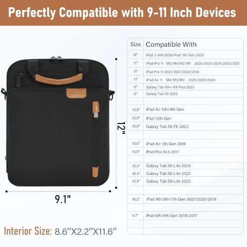 Image of 9-11 Inch Tablet Sleeve Bag, Padded Protective Travel Carrying Case for iPad A16 2025, iPad Air M4 11-inch 2026 M3 M2, iPad Pro M5 /M4 11 inch, iPad 10 /9 /8 /7th, Galaxy Tab A9+ /S9 /S8 11 inch
