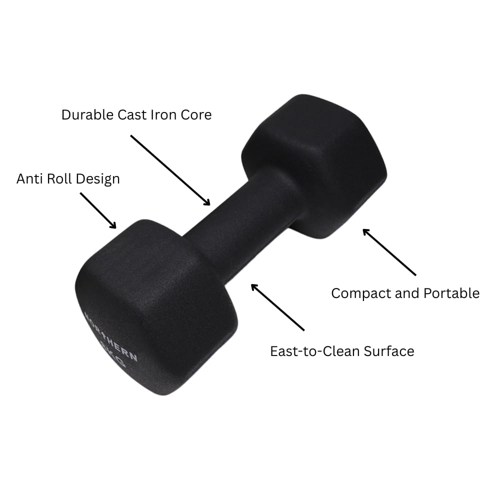 Neoprene Dumbbell Weights Dumbbells Set Home Gym Fitness Aerobic Exercise Strength Building Pilates Muscle Toning Training Physio Hex Shape Anti-Roll Non-Slip - Pair of 2 Dumbbells 2KG 3KG 4KG 6KG 8KG