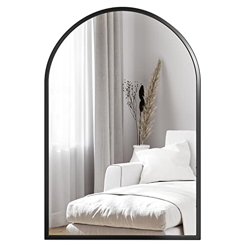 LUVODI Ovale wandspiegel, 100 x 50 cm, grote moderne spiegel voor badkamer, ingang, verticaal of horizontaal met zwart frame LUVODI Ovale wandspiegel, 100 x 50 cm, grote moderne spiegel voor badkamer, ingang, verticaal of horizontaal met zwart frame