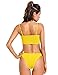 SweatyRocks Women's Sexy Bikini Set Removable Strap Wrap Padding Ribbed Swimwear Set Yellow L