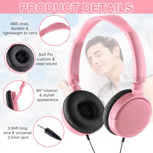 Image of Yunsailing 18 Pack Classroom Headphones Bulk, Wired Headphones,Pink
