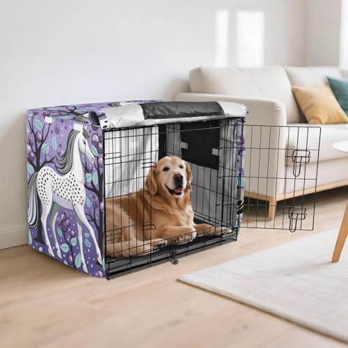 Housse imperméable violette Cheval Blanc pour cage de chien et chat