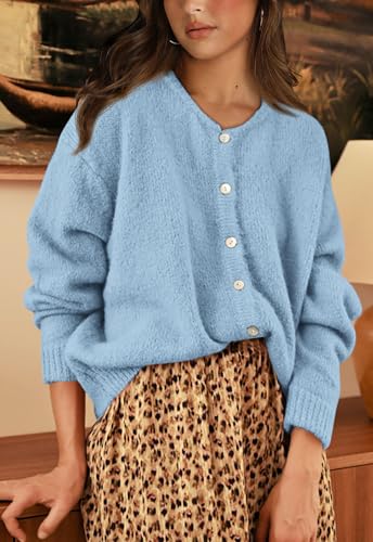 Image of PRETTYGARDEN Long Sleeve Crewneck Button Down Womens Sweaters Fall Open Front Chunky Cardigan Sweaters for Women 2026