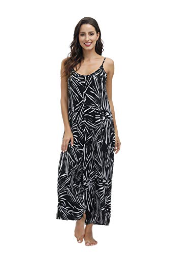 Image of BUENOS NINOS Women's V Neck Floral Maxi Dress Boho Printed Adjustable Spaghetti Strap Ethnic Beach Long Dress with Pockets