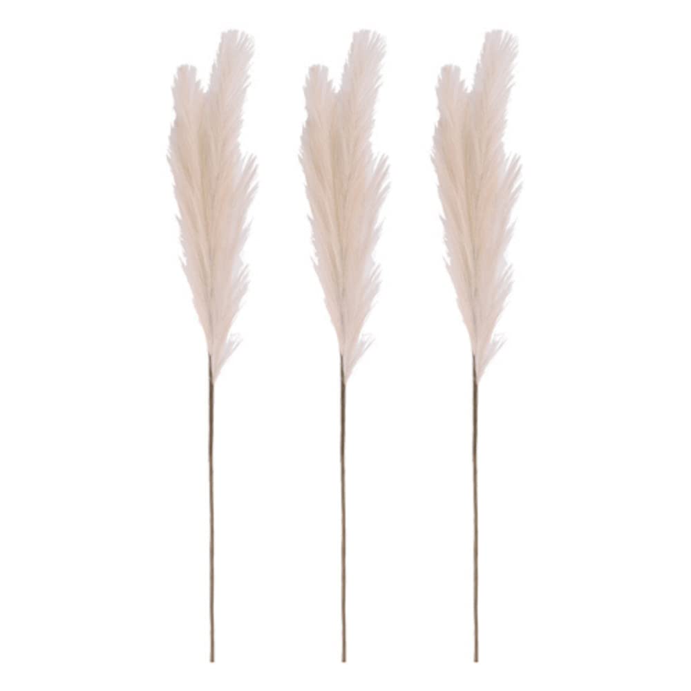 Fabfinds White 3 Stems Pampas Grass Fake Artificial Plants Feather For Home Décor 90Cm (White)