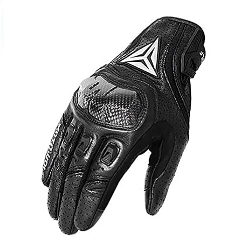 Guanti Moto Guanti da moto in pelle traspirante dita intere Seasons con protezione anticaduta fibra di carbonio