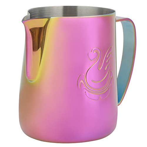 Jarra de espuma de leche de acero inoxidable Leche Café Capuchino Latte Art Barista Jarras de vapor Jarra de leche Taza Crema Jarra Jarra de espuma con leche(600ml) Cover