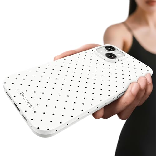 Minyii Compatible with iPhone 13 & iPhone 14 Case, with Polka Dot Aesthetics Design Simple Case for Women Girl, Cute Fashion Soft TPU Slim Protection Phone Case for iPhone 14/13 6.1'' - White
