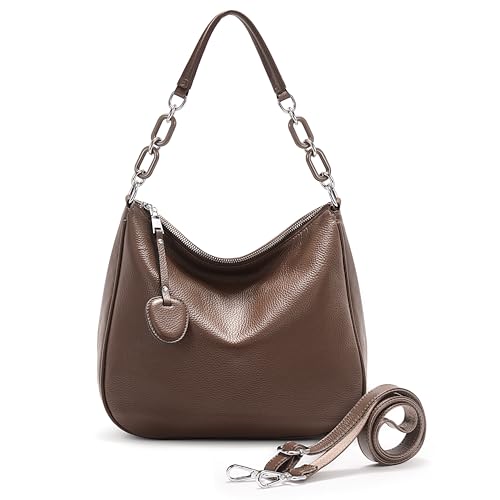 Image of YALUXE Real Leather Hobo Bags for Women Designer Handbags Shoulder Bags Cross-body Purses