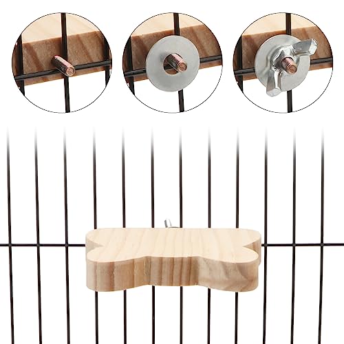 Image of 2 Pieces Bird Perch Platform Wooden Stand Toy for Small Bird Parrot Parakeet Cockatiel Budgie Lovebirds Conures Finches Rat Cage Accessories (Cat Head Shape)