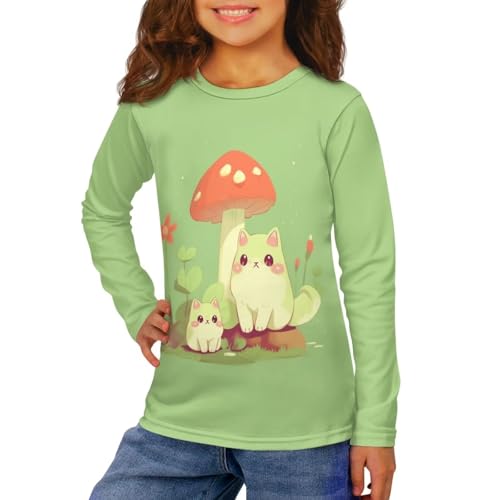 Image of Girls Long Sleeve Shirts Casual Crewneck Soft T-shirts for Girls 3-16 Years Old
