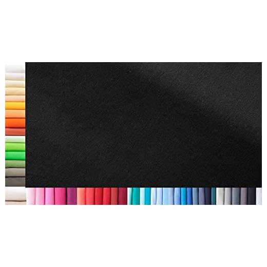 1buy3 Tissu de côtes Jersey XXL au mètre|Double : 75cm de Largeur|Simple : 150cm de Largeur|Couleur : 49 Noir|0,25m de Longueur|96% Coton, 4% élasthanne|Plus de 50 Coloris au Choix|Jersey