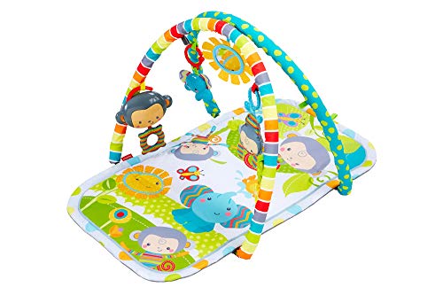 Fisher-Price CLJ42Musik-Äffchen Spielcenter, Krabbeldecke mit zweiSpielbögen, inkl. 6 Spielzeugen, Babyerstausstattung, ab 0 Monaten