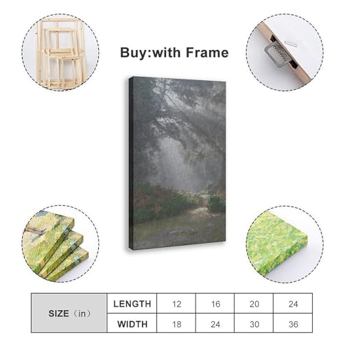 Impression sur toile forêt neutre paysage rustique déco murale 40x60 - 2