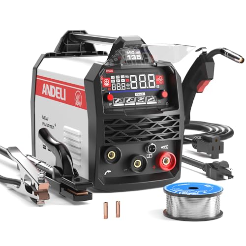 ANDELI 135Amp 110V/220V Dual Voltage IGBT Inverter MIG Welder, Portable Gasless Welder Flux MIG/Lift Tig/Stick 3-in-1 Multi-Process Welding Machine with Large LED Digital Display