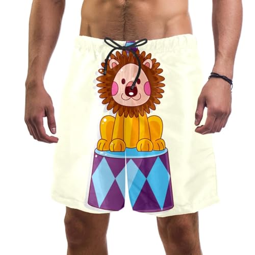 Short de bain homme lion dessin animé au séchage rapide ultra performant