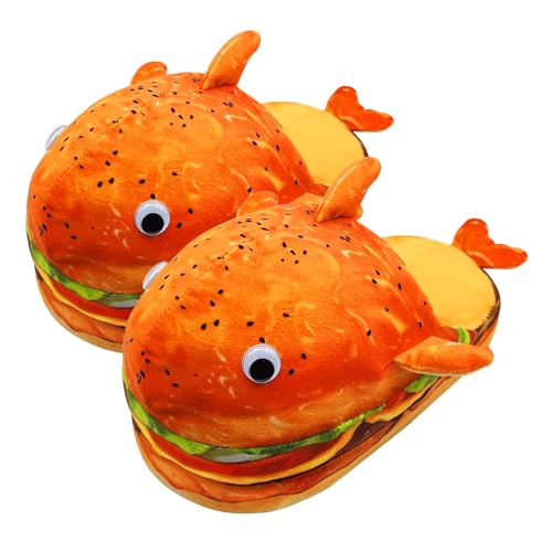 Hamburger Slippers Food Shoes Plush Hamburger Shaped Funny Warm Slippers with Hot Dog Socks2