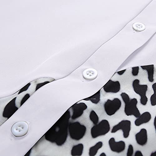 Fmchico Platform Shoes For Women Womens Leopard Jacket Long Sleeve Button Down Shirts Boyfriend Oversized Blouses Tops #TOP5