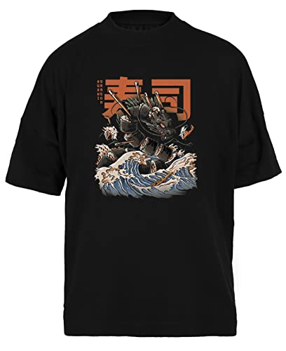 T-shirt Dragon Noir Sushis ample idéal pour vos sorties urbaines de style baggy noir
