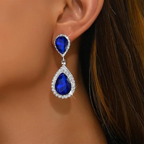 Wedding Earrings for Women Wedding Guest Dress 2025 Crystal Teardrop Dangle Earings Sparkly Bride Earrings Gifts Formal Dresses for Women Party Prom Jewelry Gift3