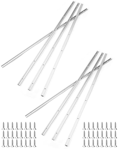 QWORK Aluminum T Track 8 Pack 48 Inch Universal Double Cut Profile T Track with Predrilled Mounting Holes and Screws Woodworking and Fixtures for Drill Press Table Router Table