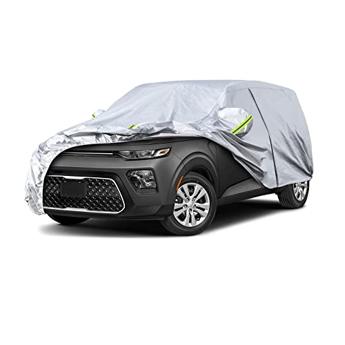 Image of Koukou SUV Car Cover Custom Fit Kia Soul from 2009 to 2025,Waterproof Car Cover All Weather for Automobiles Outdoor Indoor with Zipper Door, Sun Rain Dust Snow Protection.