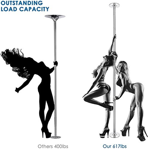 ZeHuoGe Spinning Staticb Fitness Dancing Pole Kit 45mm 40Cr Steel 7 to 9.25FT Height Adjustable Max Load 1102 Lbs US Delivery (Silver - Spinning, Static) - Thumbnail 7