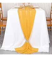 ShinyBeauty 29x120 Inch Yellow Chiffon Table Runner – Elegant Gold-Toned Sheer Tulle Table Decor ...