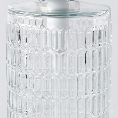 Image of Fluted Glass Soap Dispenser with Stainless Steel Pump for Bathroom, 17oz | Vintage Art Deco Reeded Glass, Refillable Clear Ribbed Bottle, Rust-Proof Pump, for Kitchen Countertop